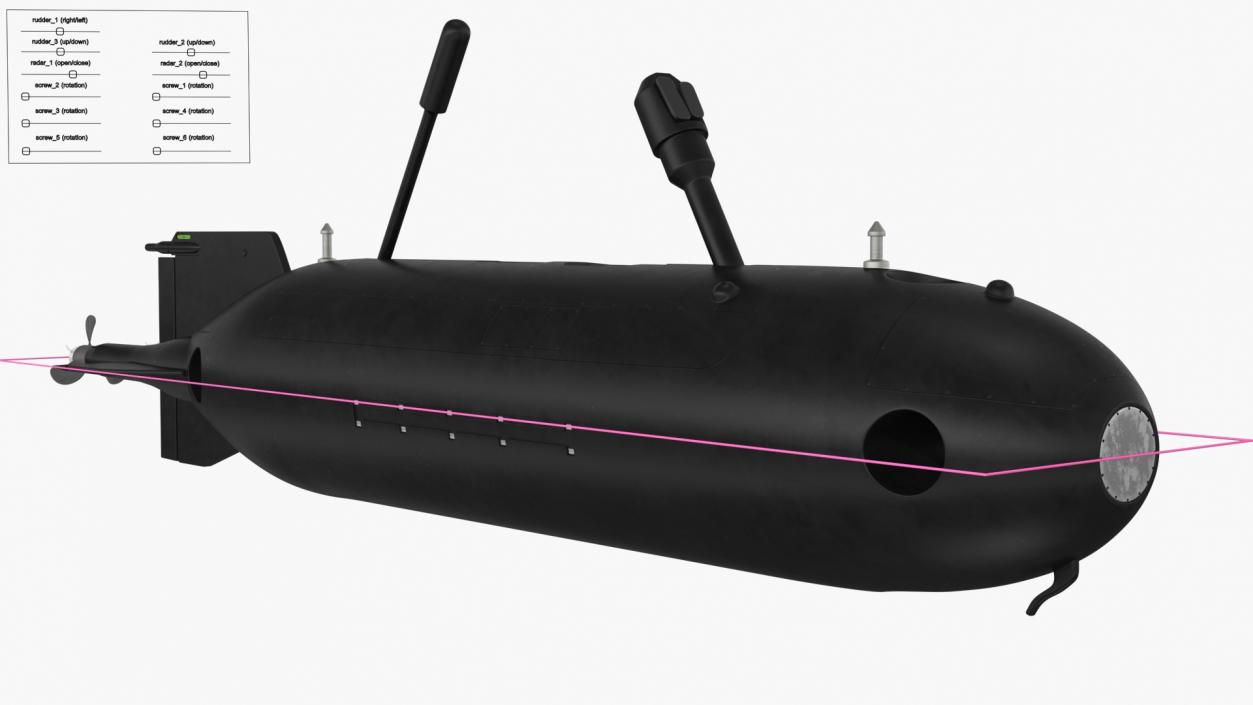 3D Submarine Drone Rigged for Cinema 4D