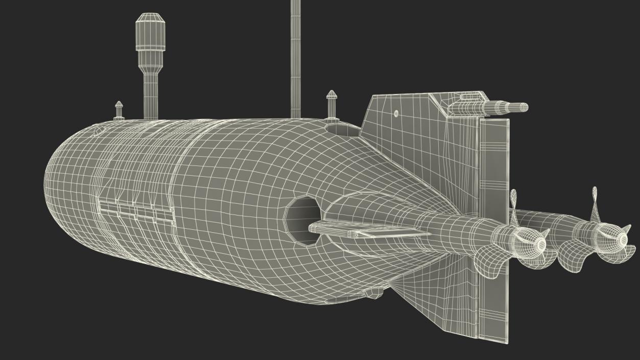 3D Submarine Drone Rigged for Cinema 4D