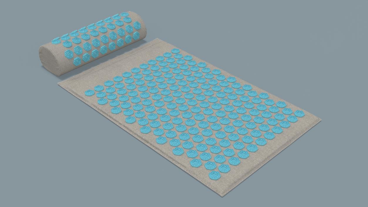 Therapy Acupressure Mat and Pillow Blue 3D model