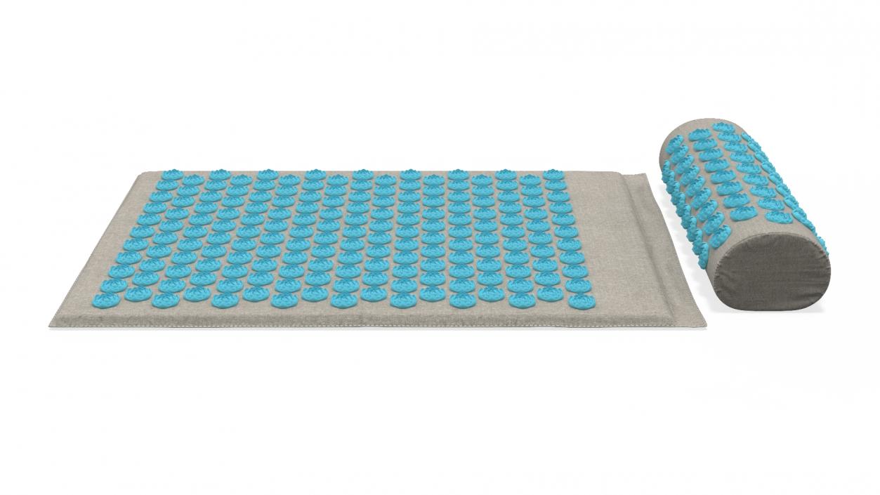 Therapy Acupressure Mat and Pillow Blue 3D model