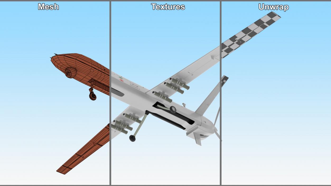 3D Iranian Dron Qods Mohajer 11 model