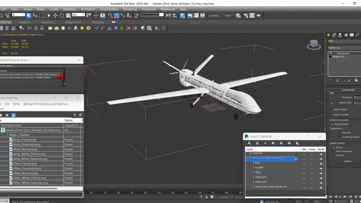 3D Iranian Dron Qods Mohajer 11 model