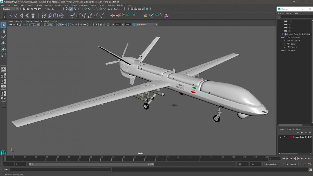 3D Iranian Dron Qods Mohajer 11 model