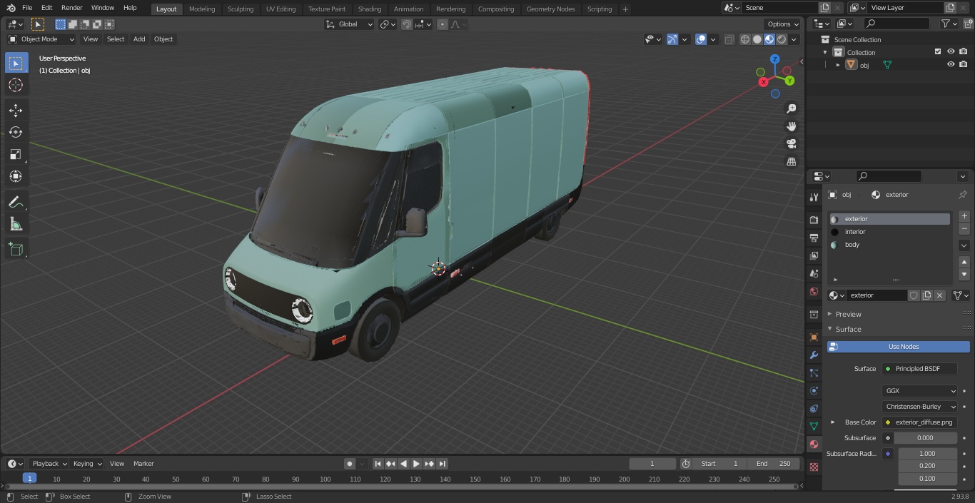 Electric Delivery Van Simple Interior 3D