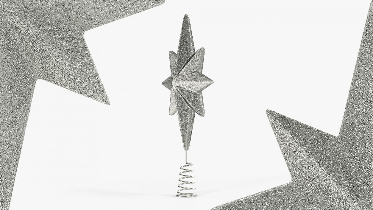 3D Holiday Silver Star Christmas Tree Topper