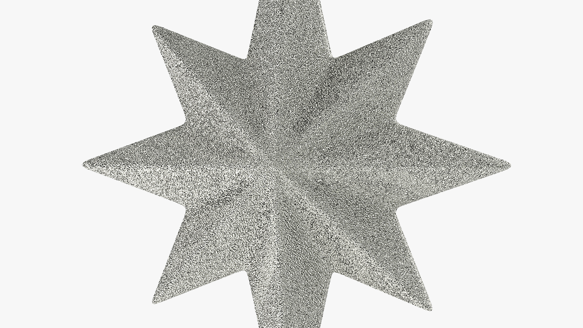 3D Holiday Silver Star Christmas Tree Topper