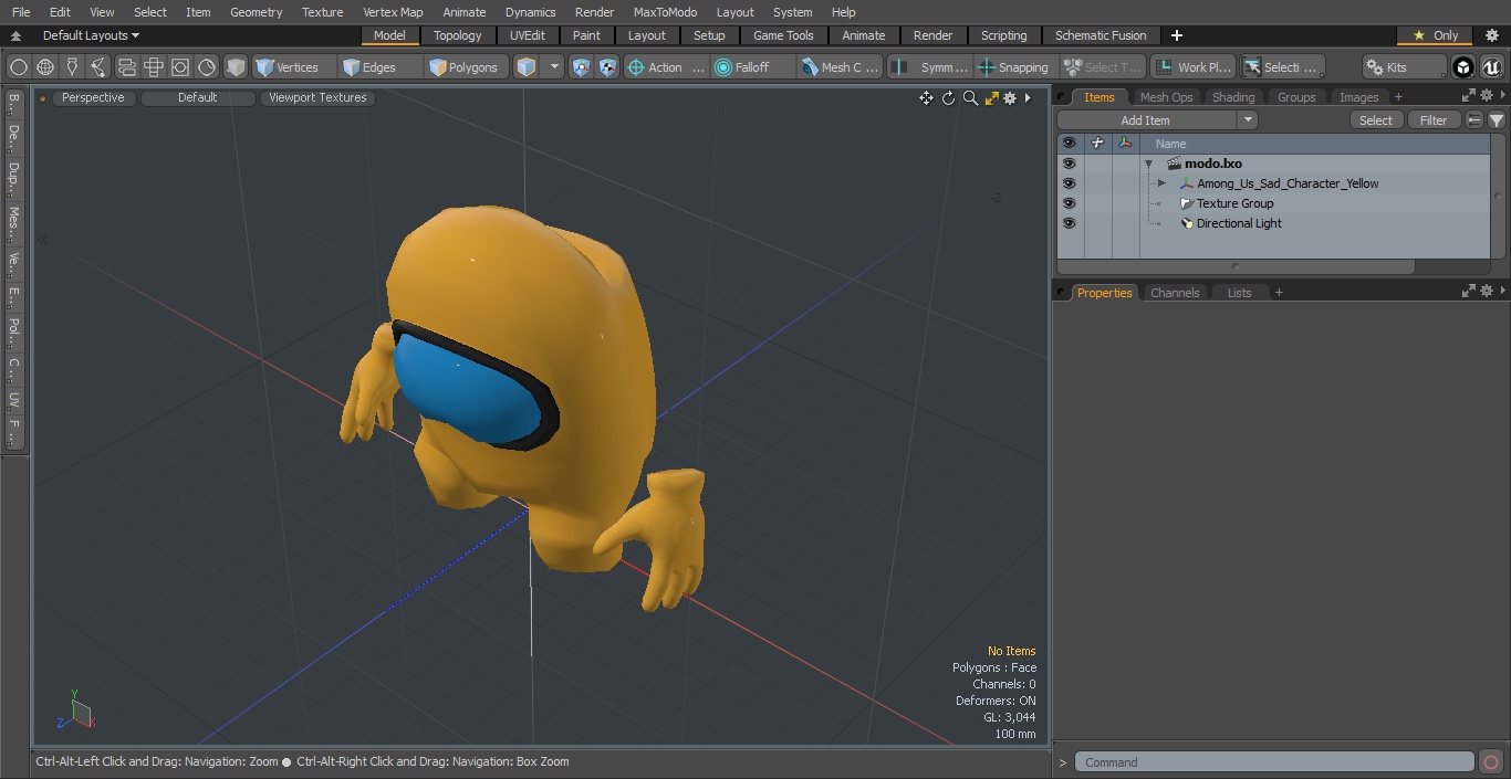 Among Us Sad Character Yellow 3D model