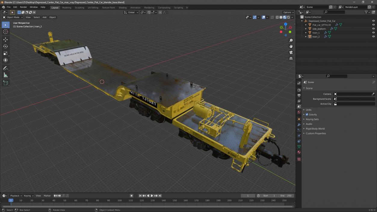 3D model Depressed Center Flat Car