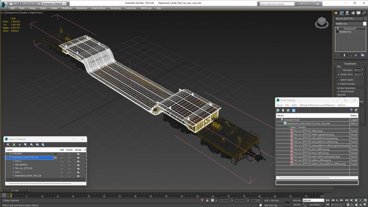 3D model Depressed Center Flat Car