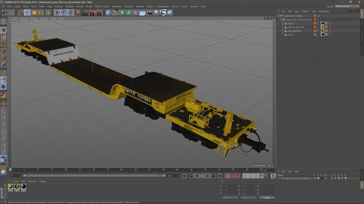 3D model Depressed Center Flat Car