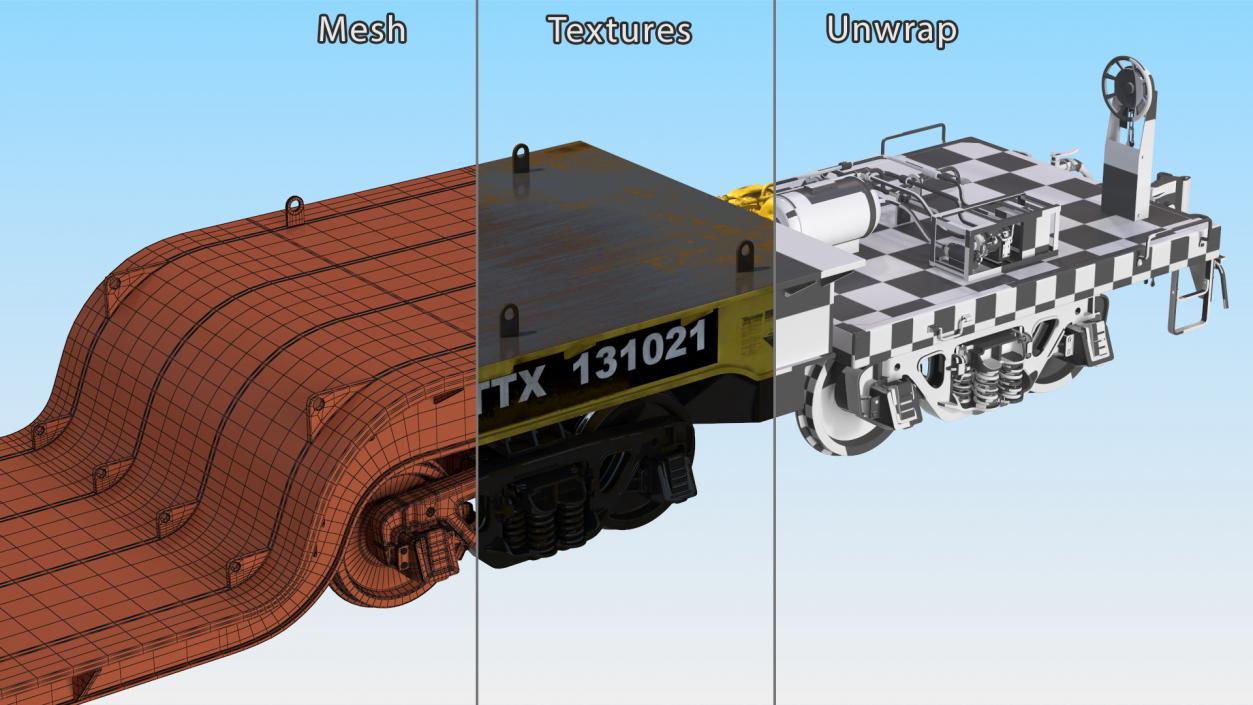 3D model Depressed Center Flat Car