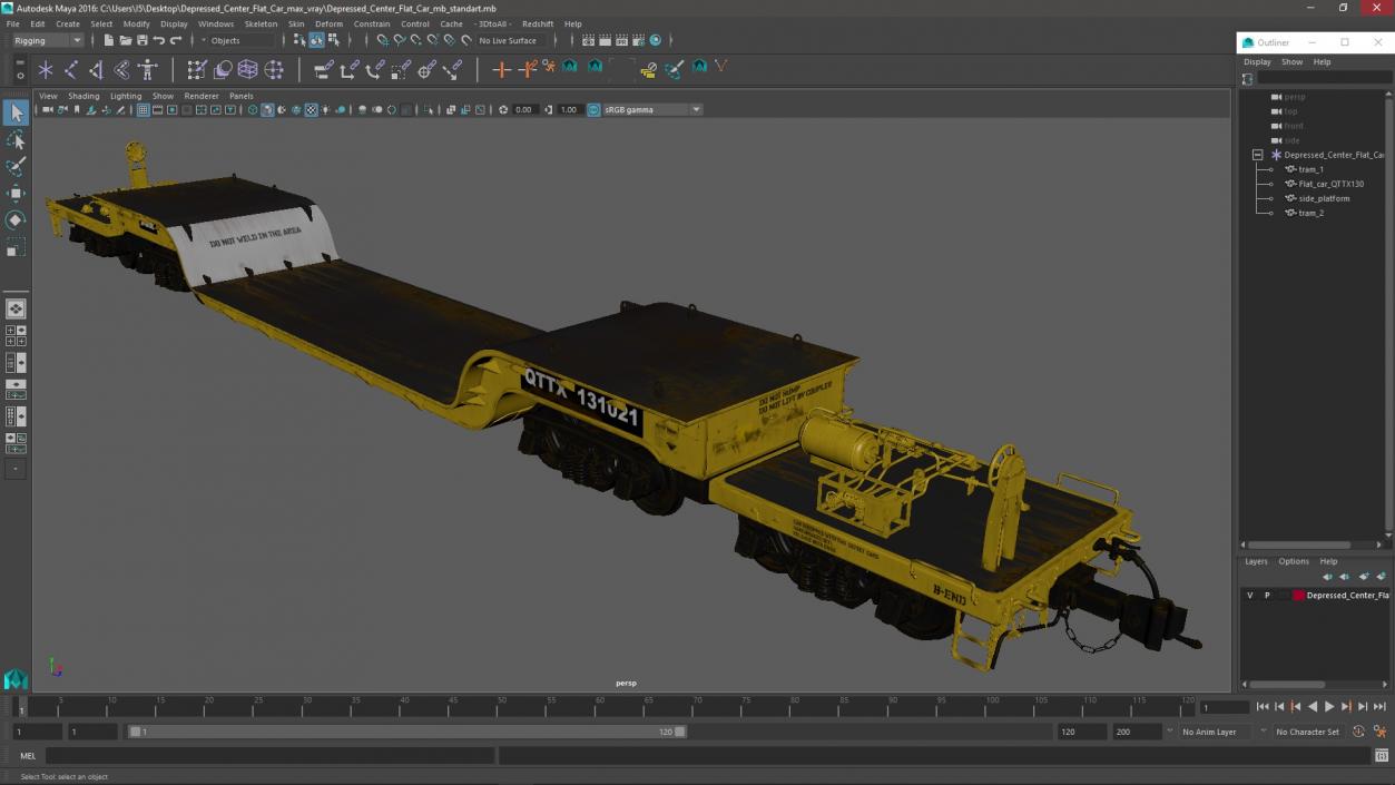 3D model Depressed Center Flat Car