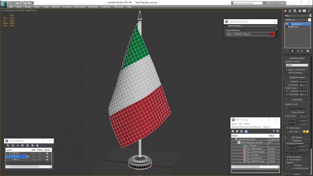 3D Table Flag Italy