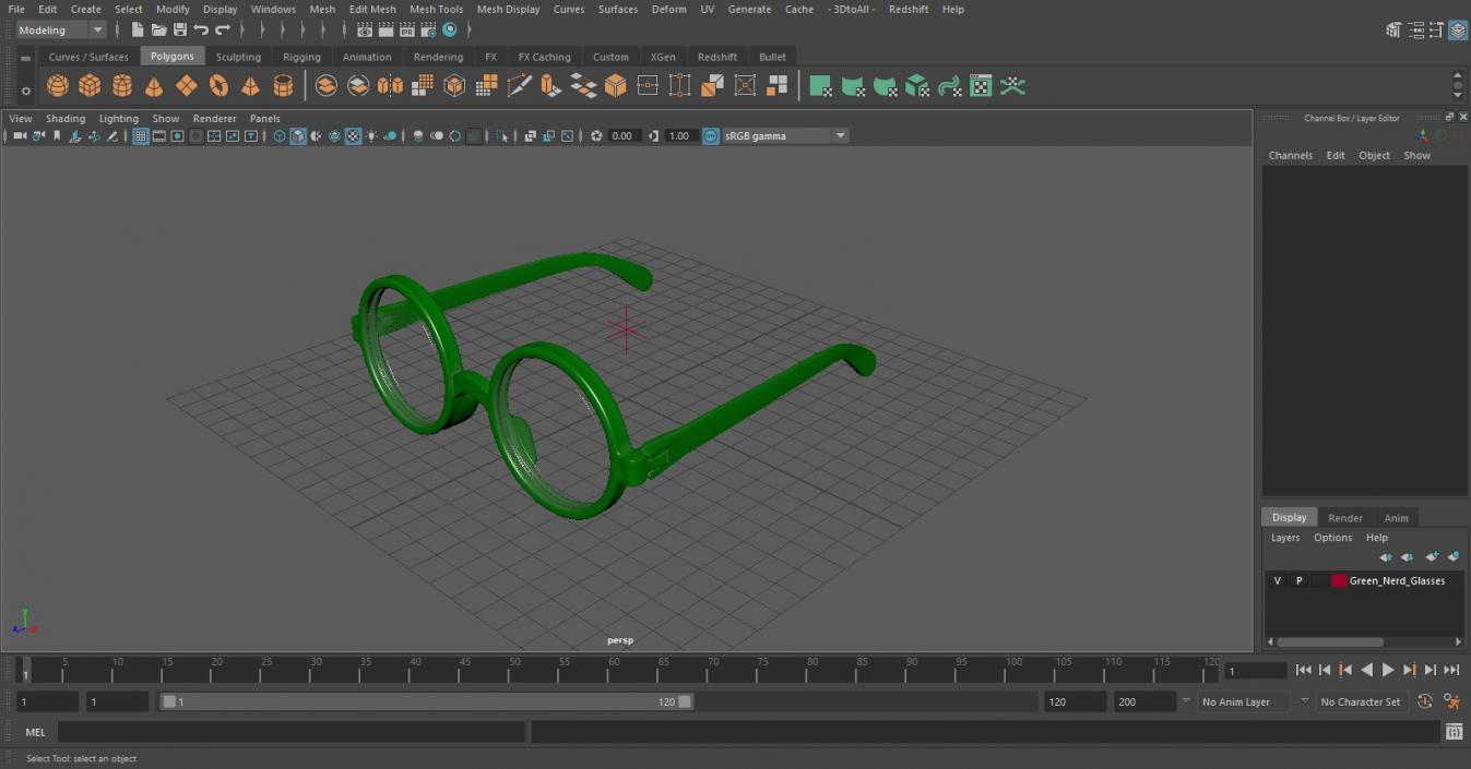 3D Green Nerd Glasses model