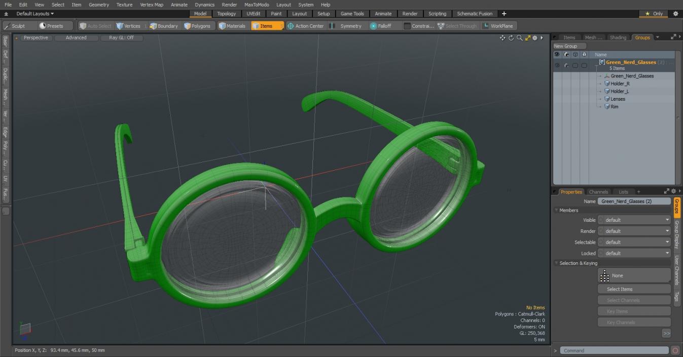 3D Green Nerd Glasses model