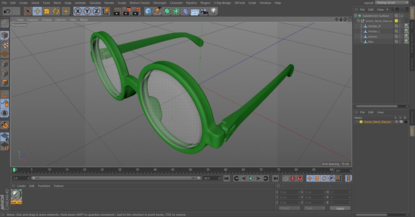 3D Green Nerd Glasses model