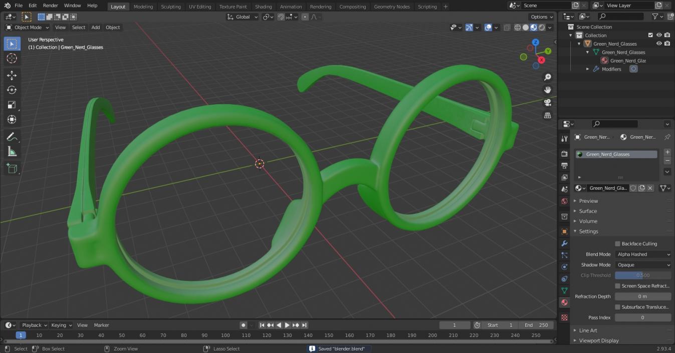 3D Green Nerd Glasses model