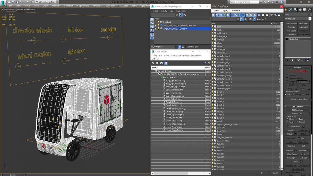 Cargo Bike EAV DPD Rigged for Cinema 4D 3D model