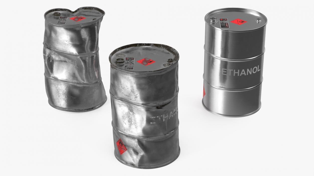 3D model Ethanol Metal Barrels Set