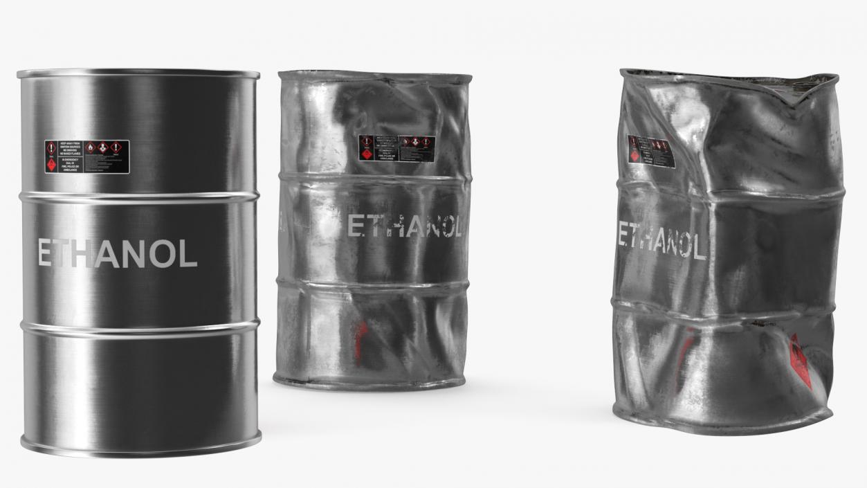 3D model Ethanol Metal Barrels Set