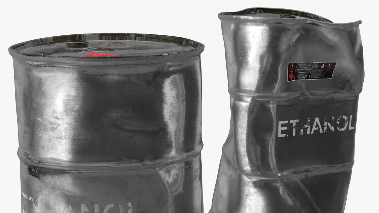 3D model Ethanol Metal Barrels Set