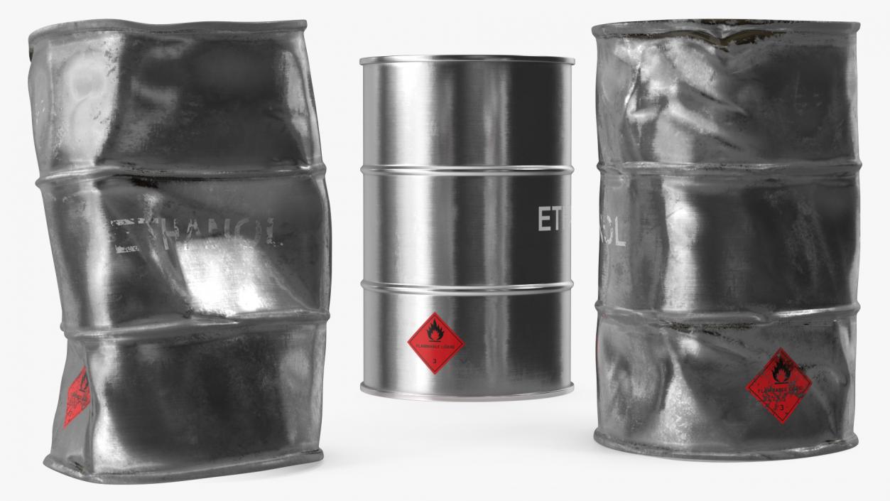 3D model Ethanol Metal Barrels Set