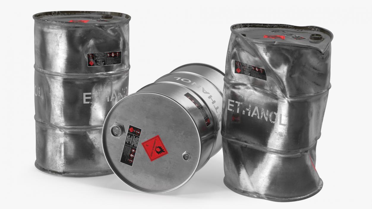 3D model Ethanol Metal Barrels Set