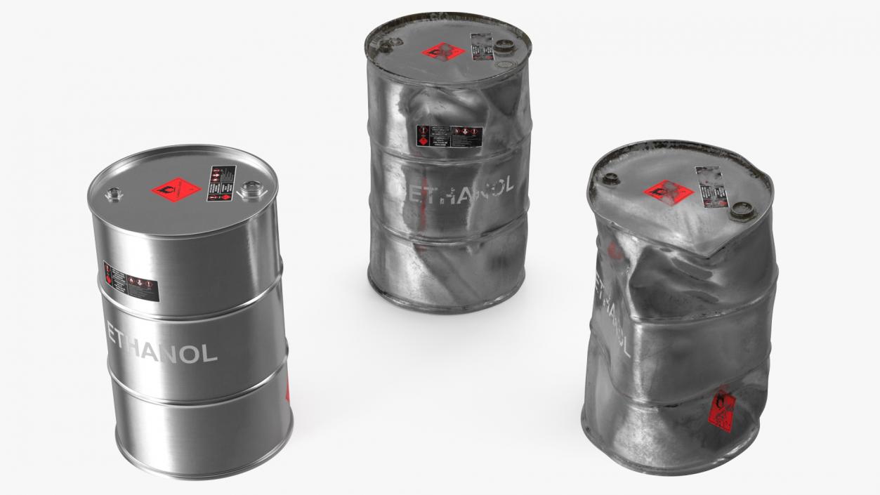 3D model Ethanol Metal Barrels Set