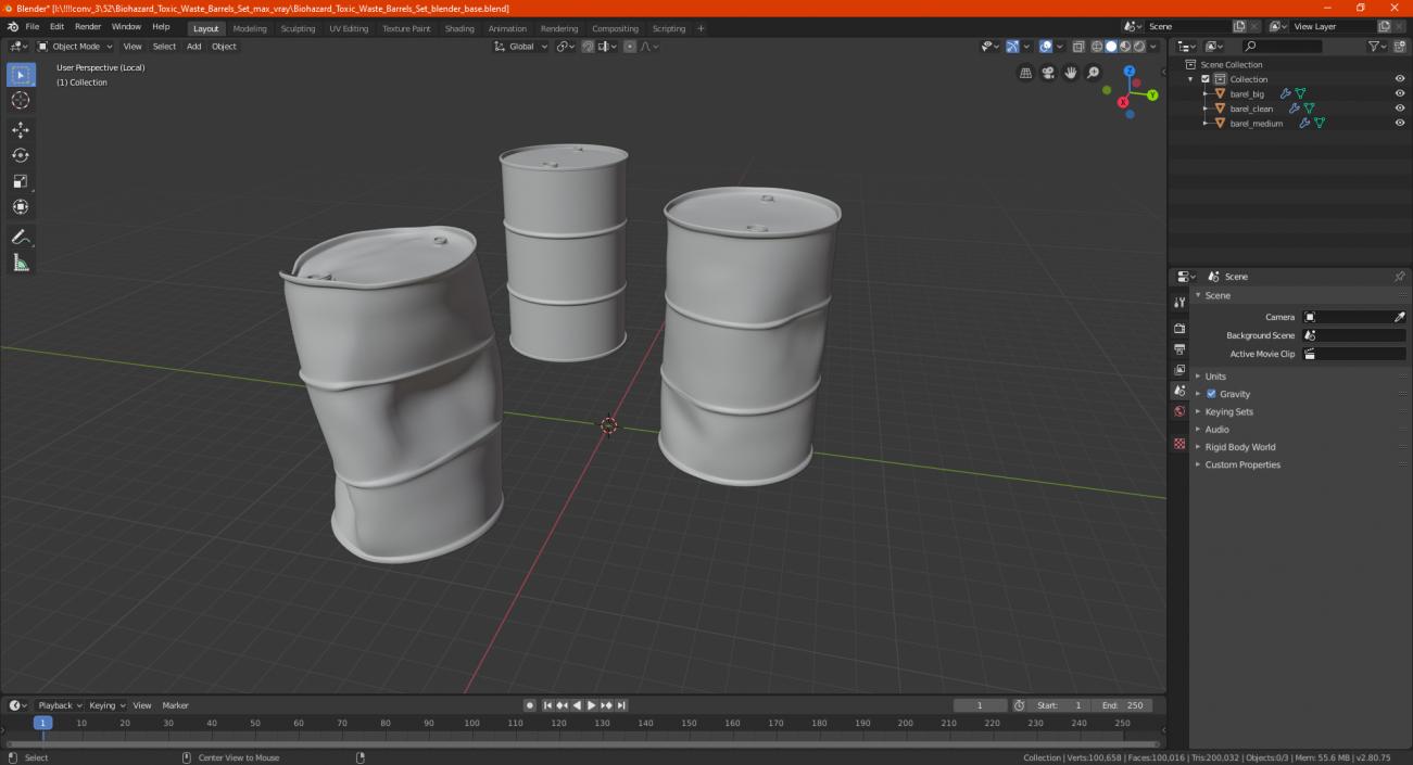 3D model Ethanol Metal Barrels Set