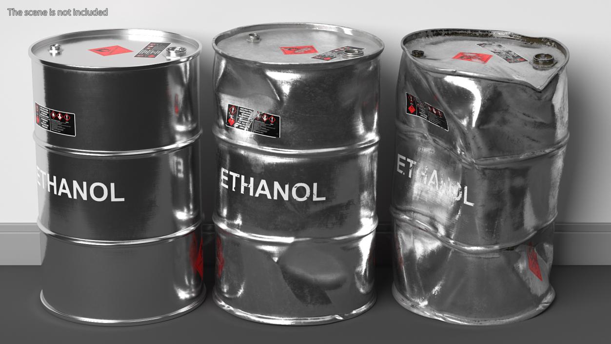 3D model Ethanol Metal Barrels Set