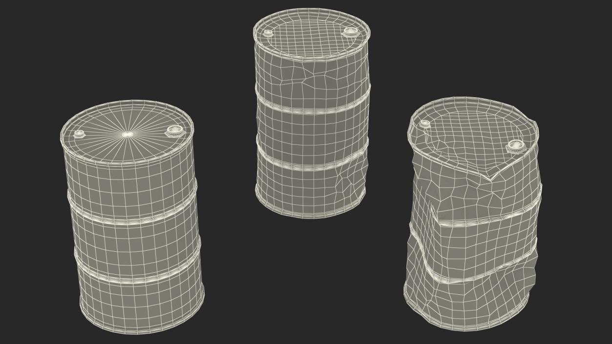 3D model Ethanol Metal Barrels Set