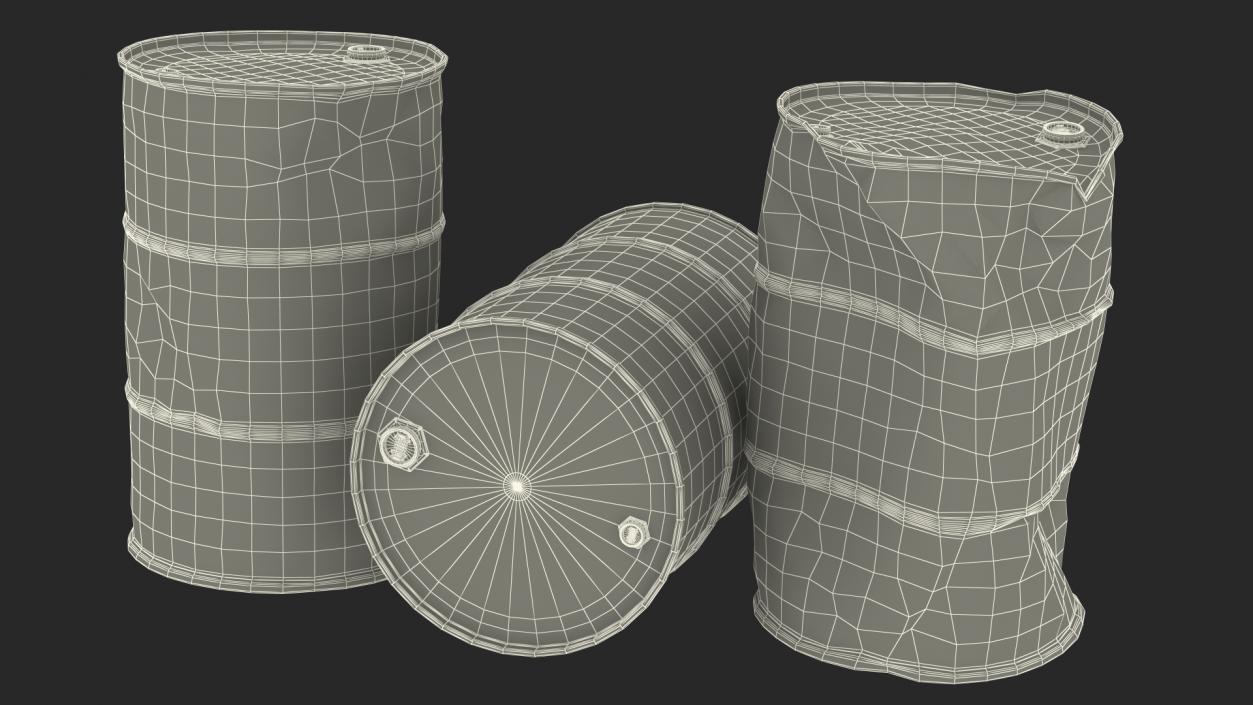 3D model Ethanol Metal Barrels Set