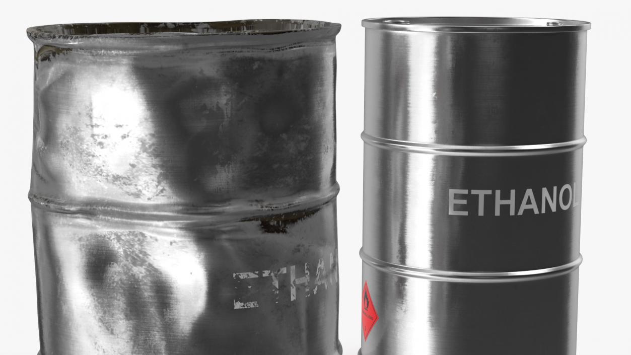 3D model Ethanol Metal Barrels Set