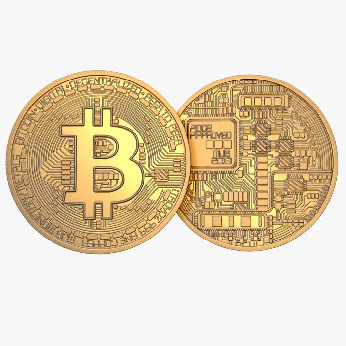 Gold Bitcoin Coin 3D