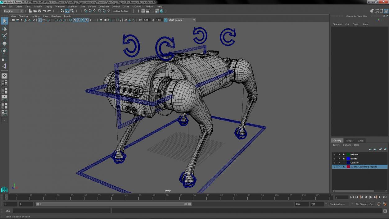 3D Xiaomi Cyberdog Rigged for Maya