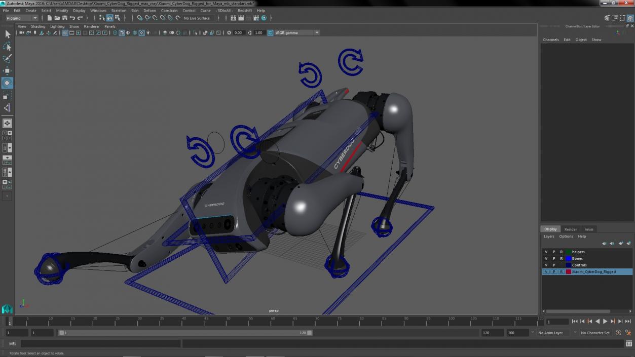 3D Xiaomi Cyberdog Rigged for Maya