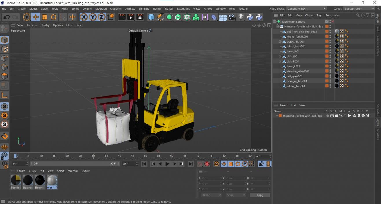 3D Industrial Forklift with Bulk Bag model