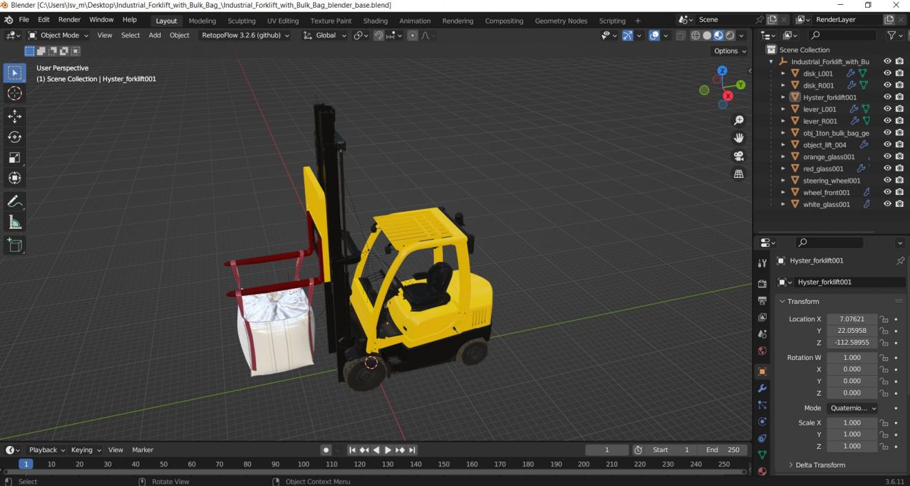 3D Industrial Forklift with Bulk Bag model