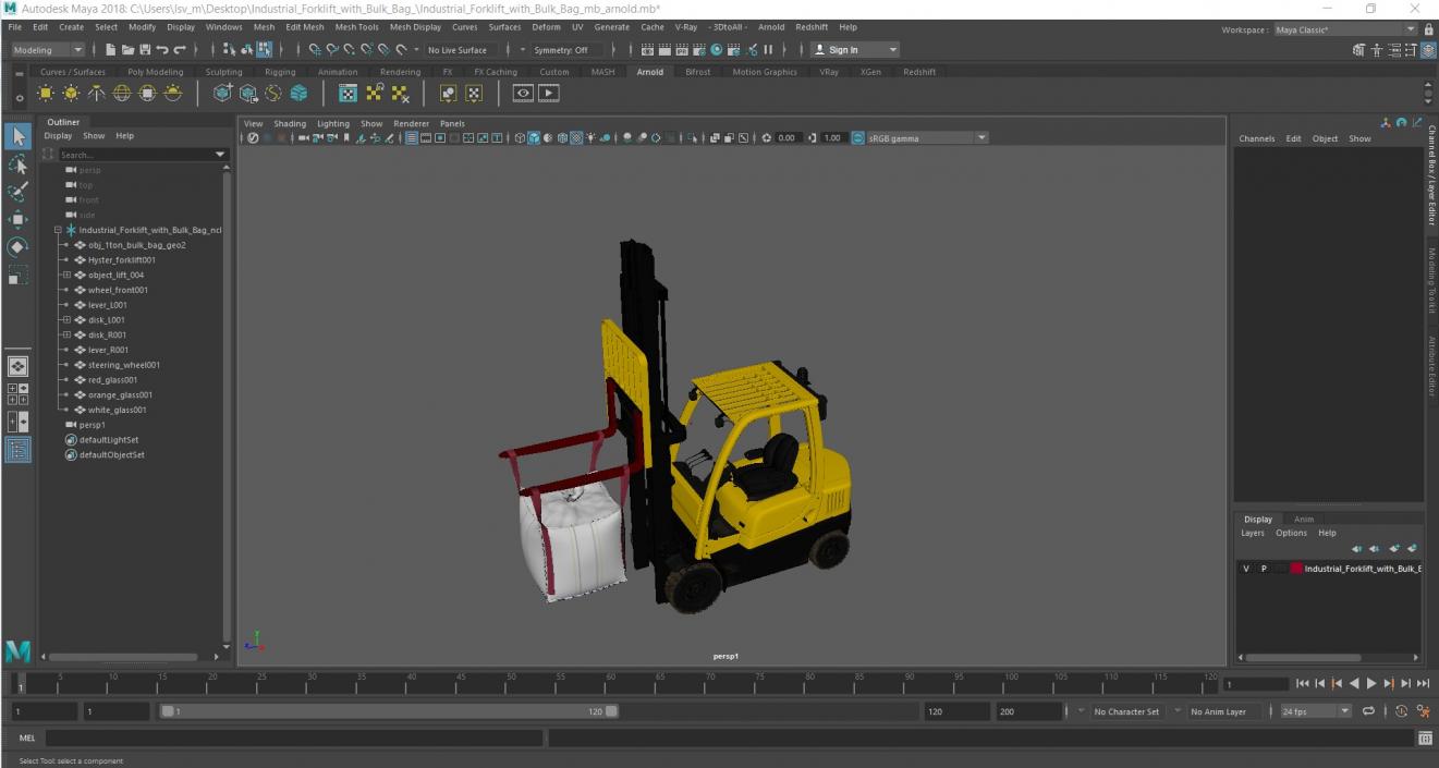 3D Industrial Forklift with Bulk Bag model