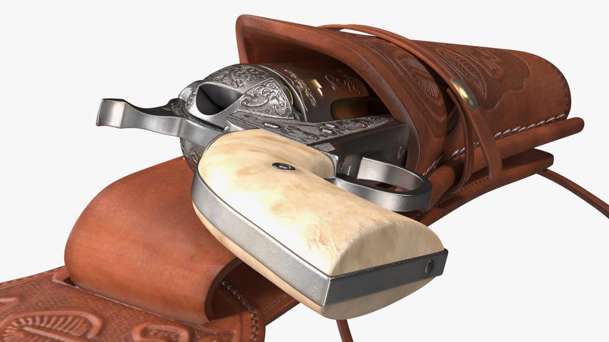 3D model Western Gun Belt with Revolver