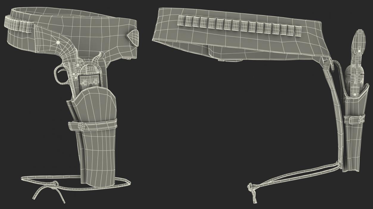 3D model Western Gun Belt with Revolver