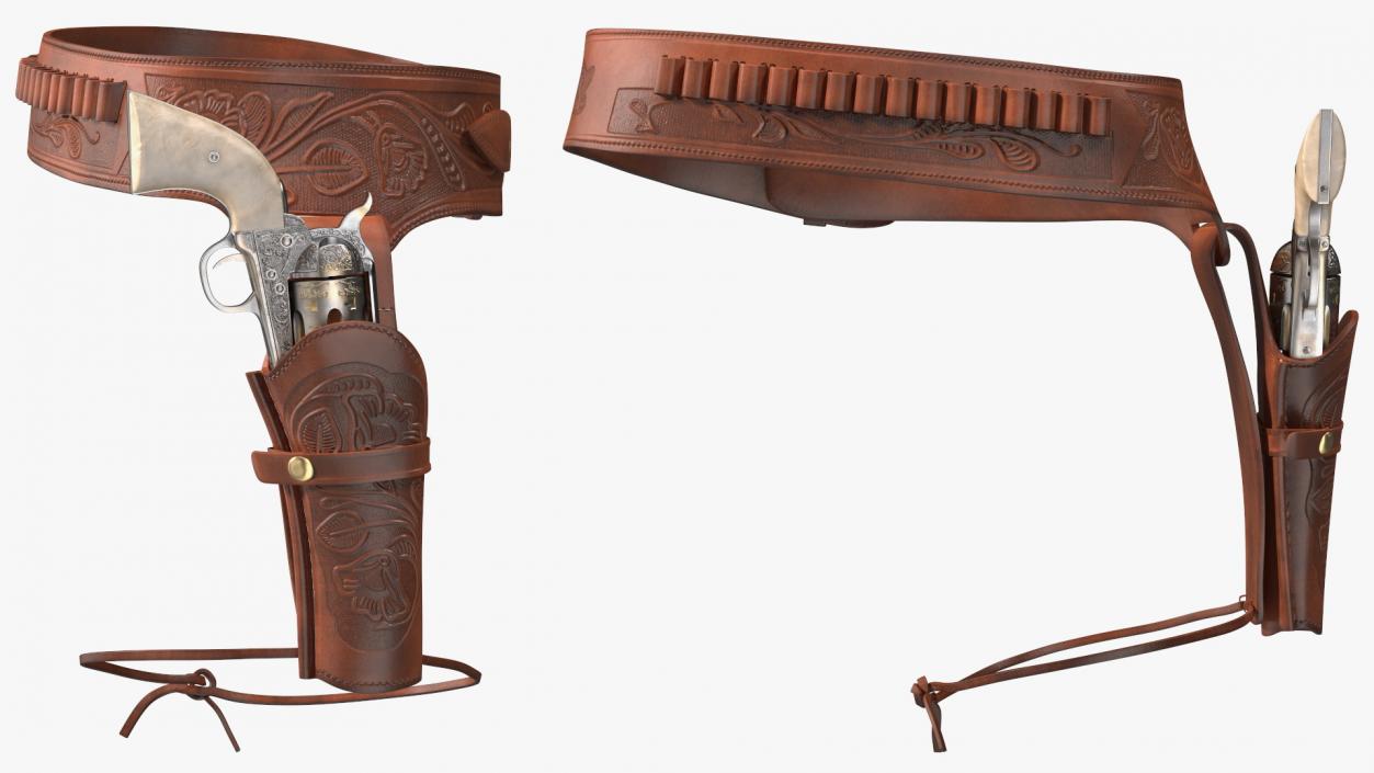 3D model Western Gun Belt with Revolver