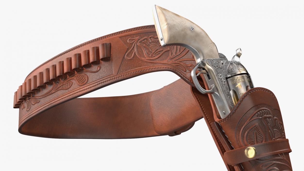 3D model Western Gun Belt with Revolver