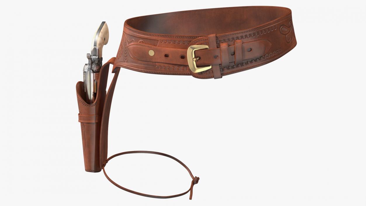 3D model Western Gun Belt with Revolver