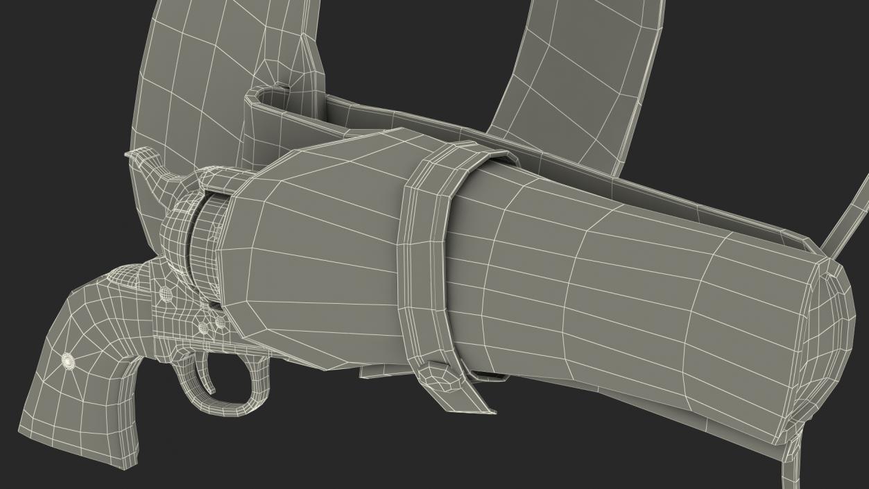 3D model Western Gun Belt with Revolver