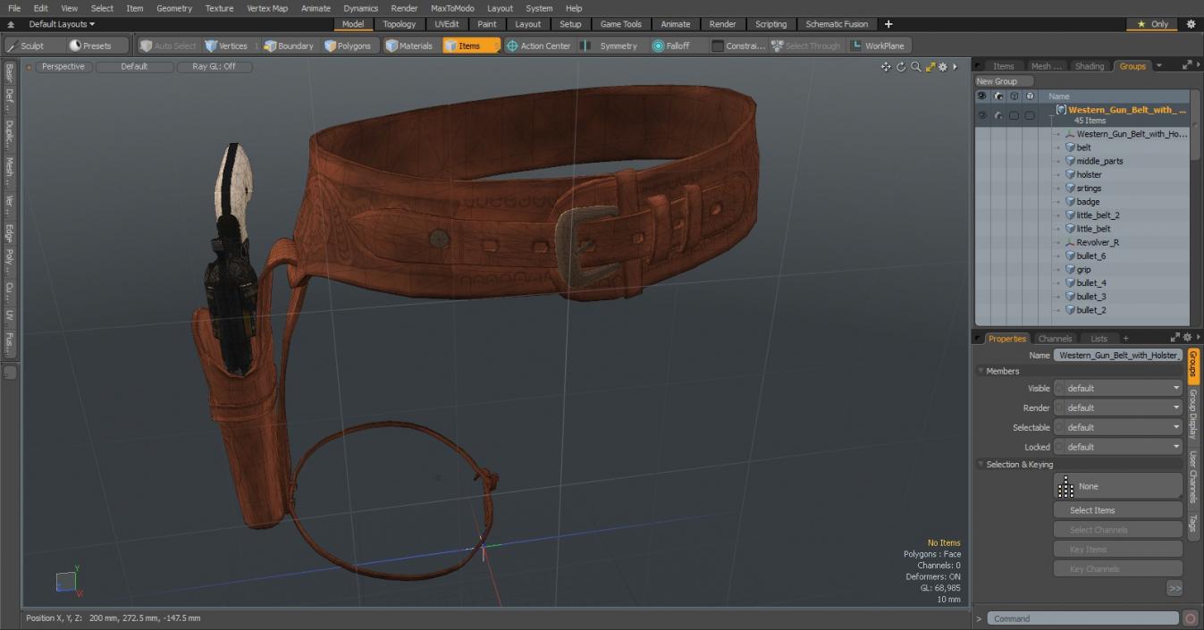 3D model Western Gun Belt with Revolver