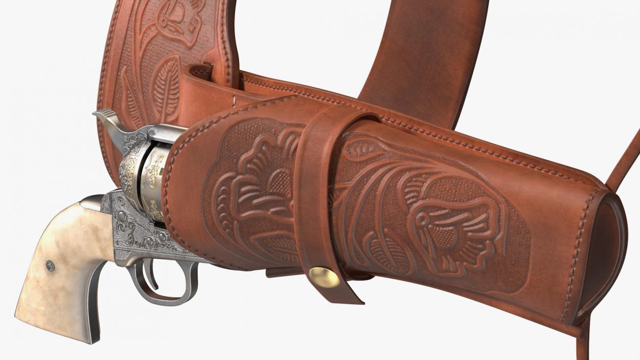 3D model Western Gun Belt with Revolver