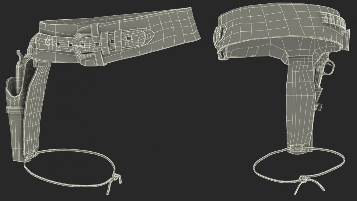 3D model Western Gun Belt with Revolver