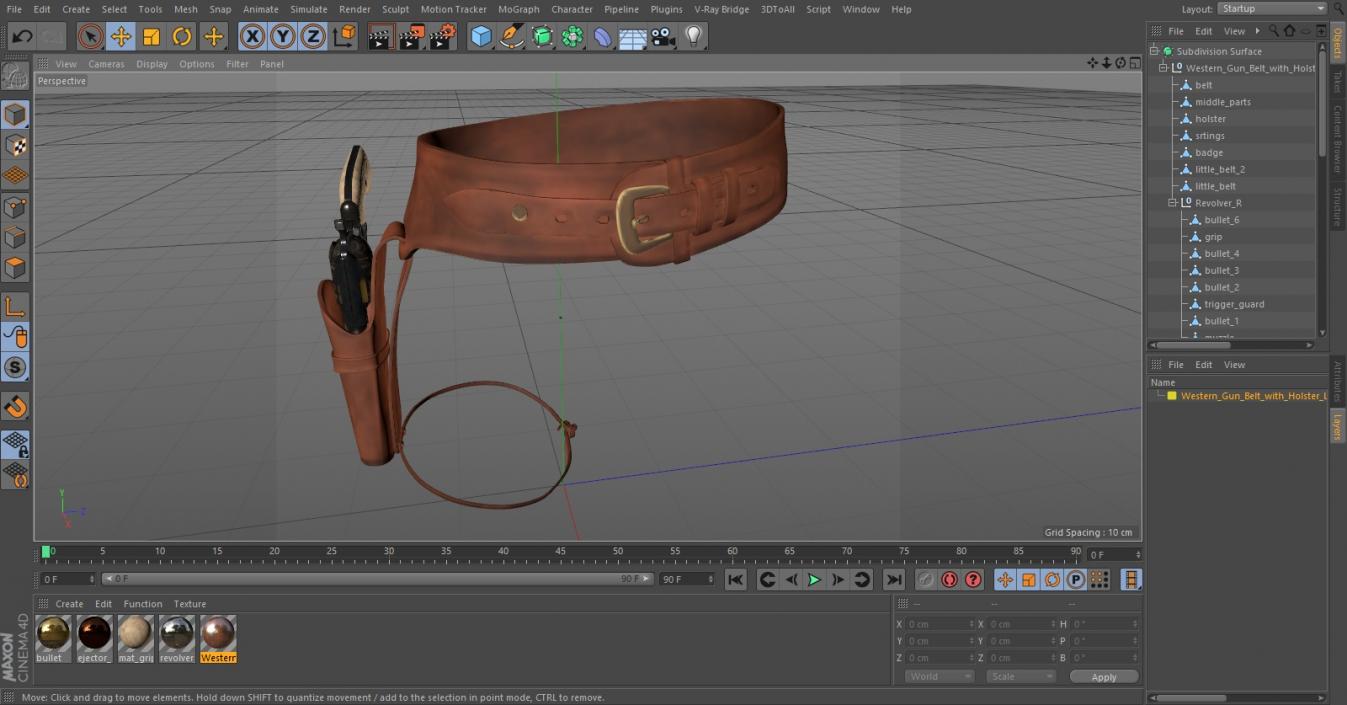 3D model Western Gun Belt with Revolver