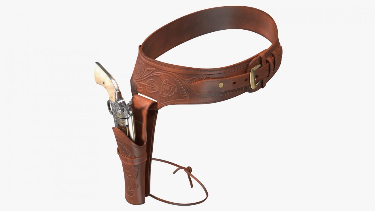 3D model Western Gun Belt with Revolver